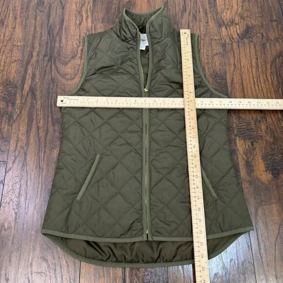 Old Navy Quilted Vest XS Olive Green Full-Zip Pockets Women's Jacket - Picture 8 of 12